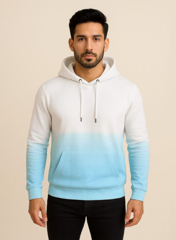 Sky Blue Ombre tie & dye printed hoodie for men
