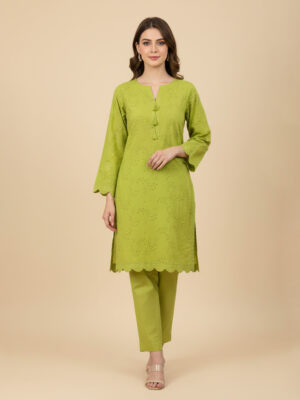 Avocado Green Wholesale Chikankari Co Ord Set