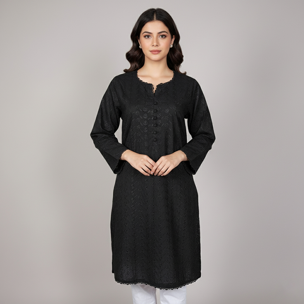 Black chikankari kurti wholesale