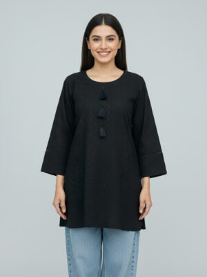 Black short length chikankari tops wholesale