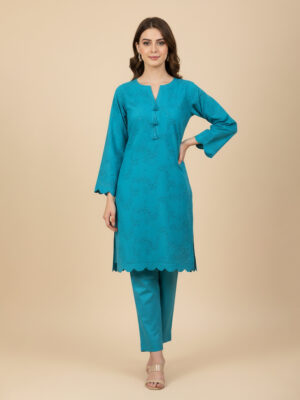 Bluish Cyan Chikankari Co Ord Wholesale