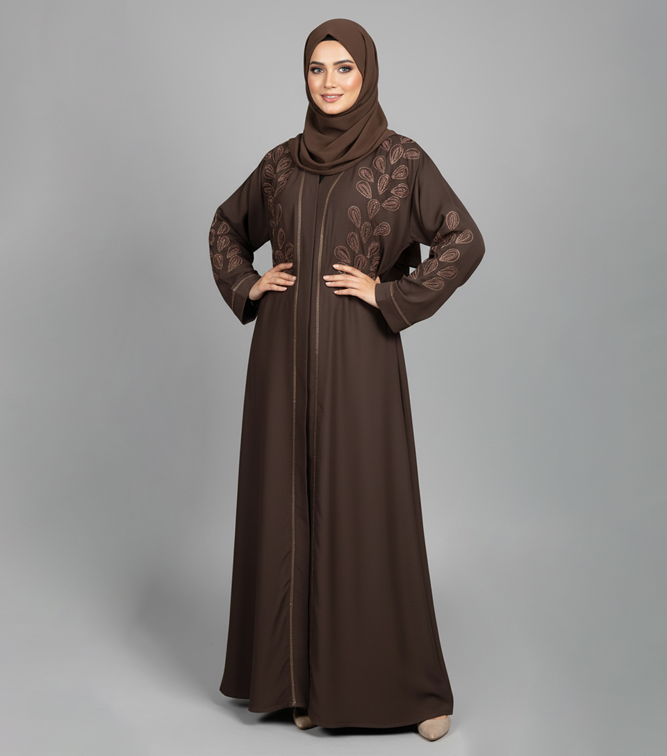 Brown Embroidered Wholesale Abaya