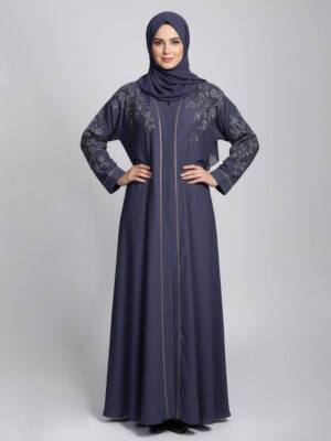 Dark Grey Embroidered Fancy Wholesale Abaya