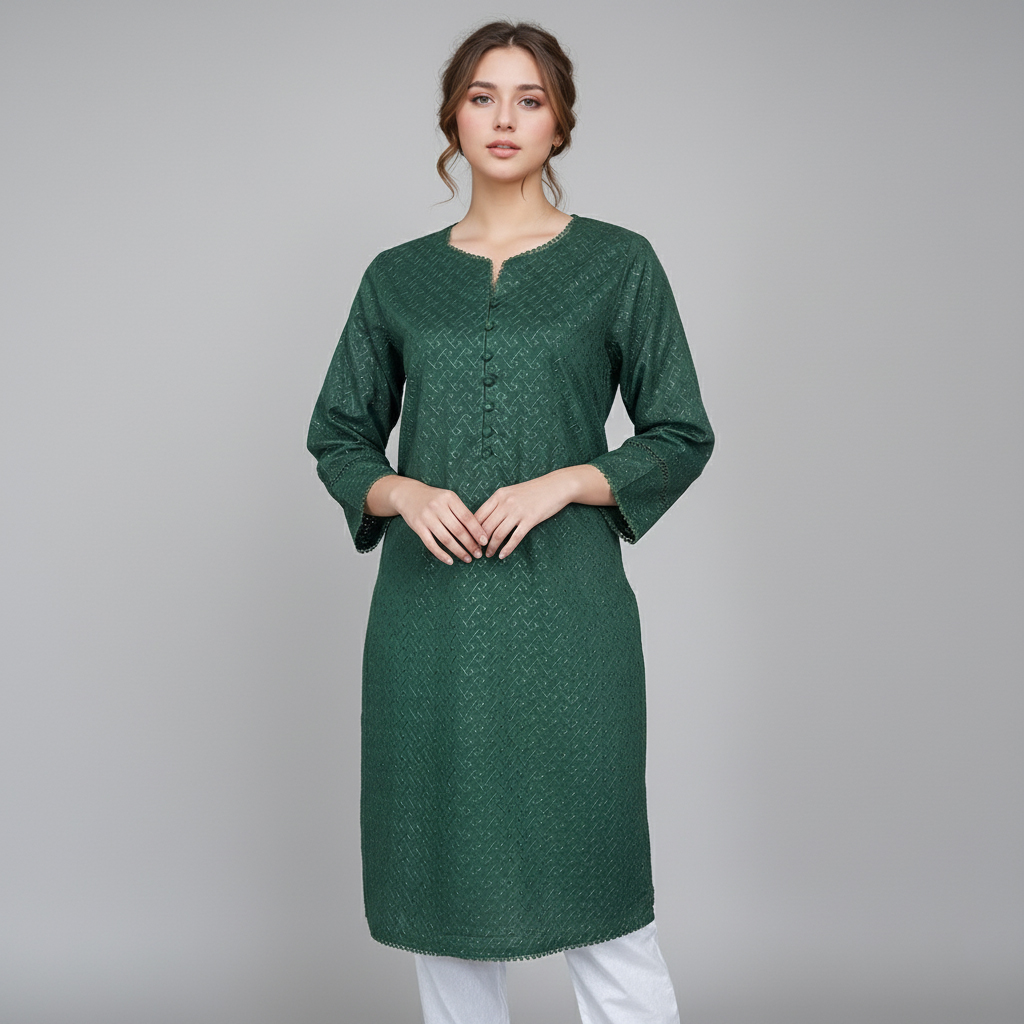 Green Color Wholesale Chikankari Kurti