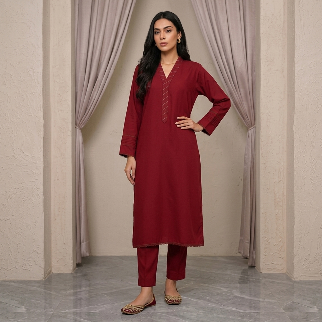 Mehroon wholesale dhanak co-ord set