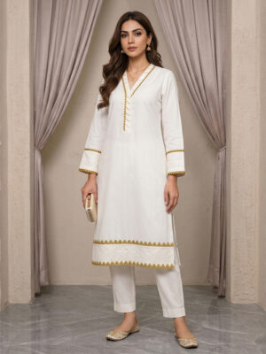 Off-White Dhanak Co-Ord Set Wholesale