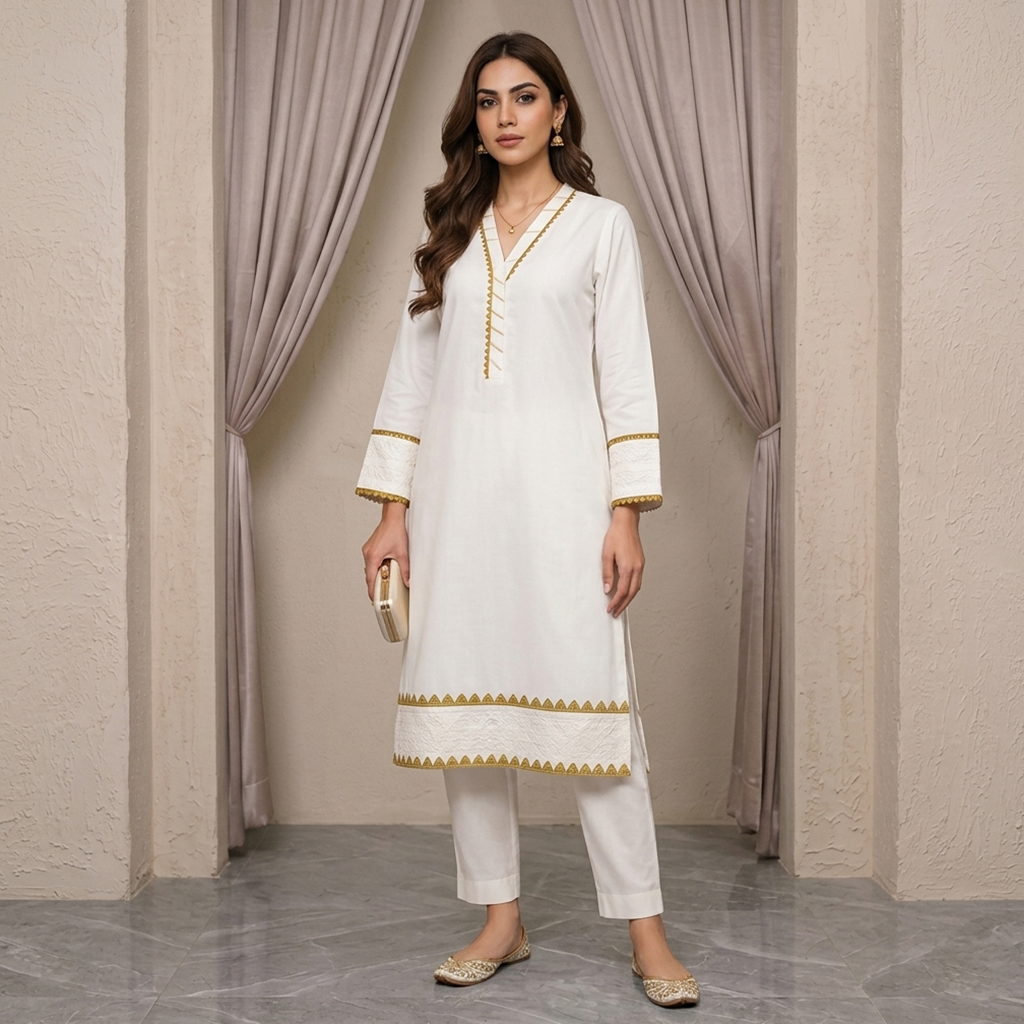 Off-White Dhanak Co-Ord Set Wholesale