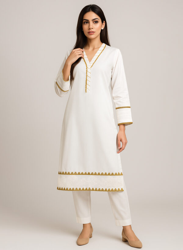 Off-White Dhanak Co-Ord Set Wholesale