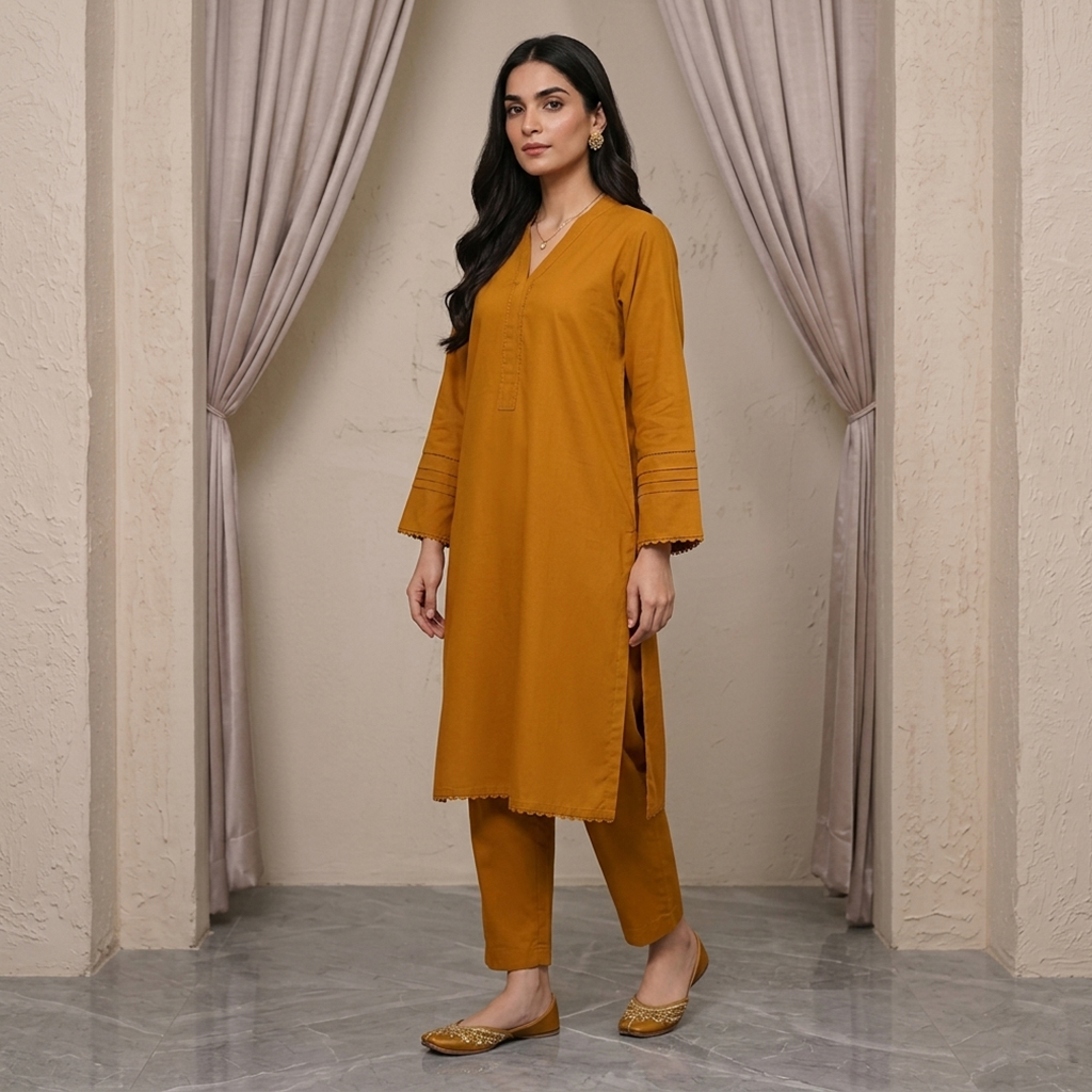 Orange Brown women’s dhanak co-ord sets wholesale