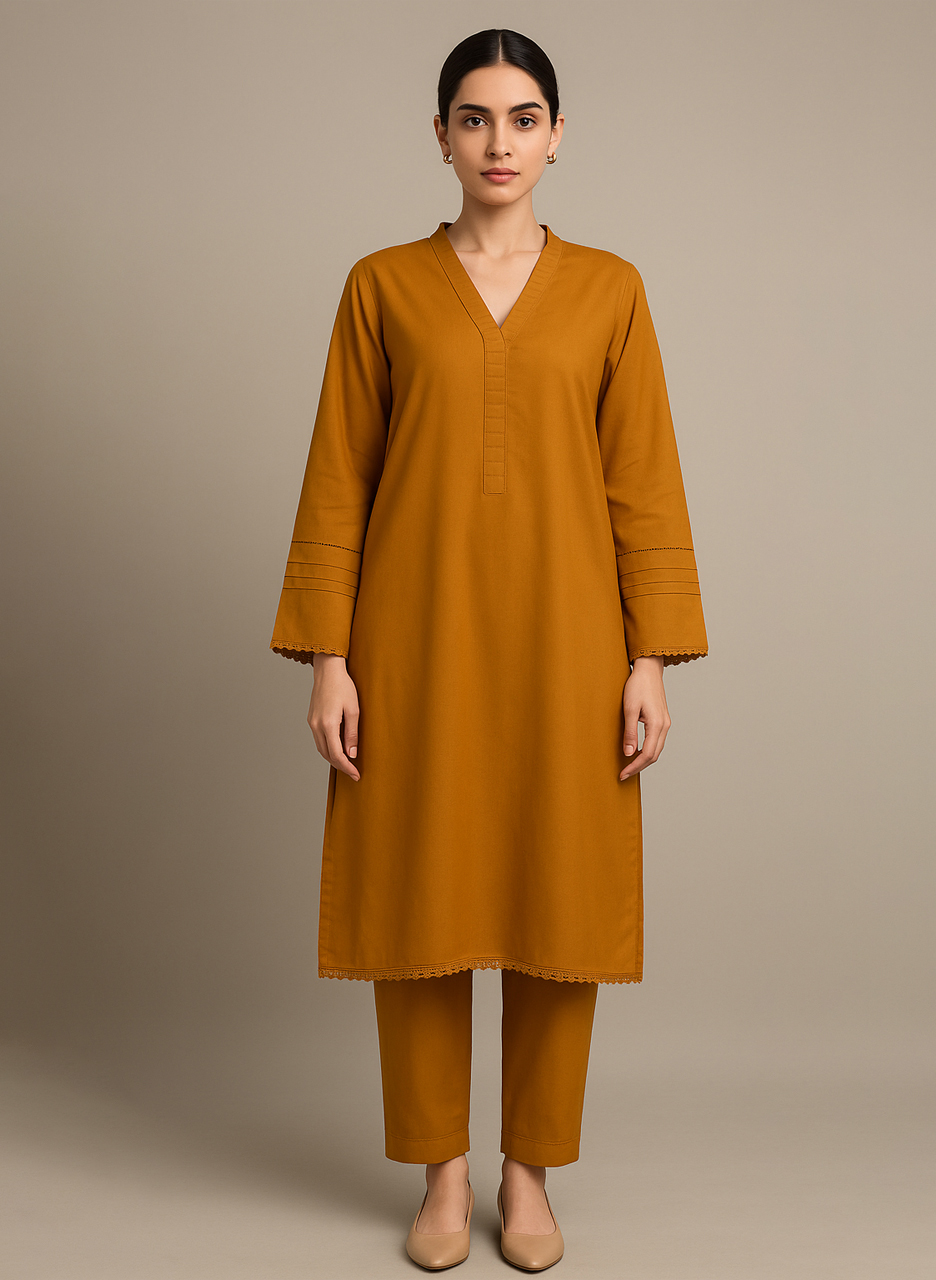 Orange Brown women’s dhanak co-ord sets wholesale