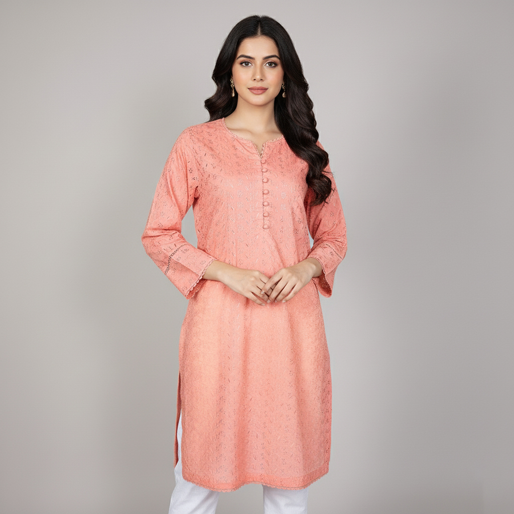 Pink chikankari tops wholesale