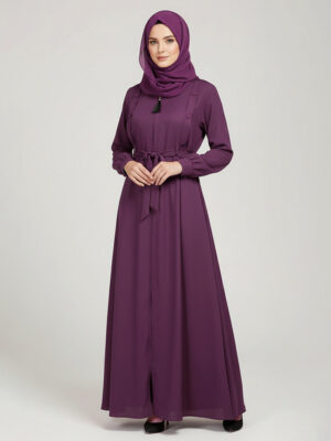 Plum Purple wholesale abaya with zip