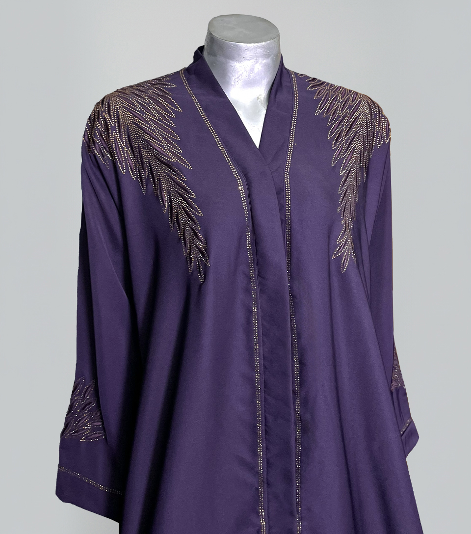 Purple Taupe fancy embroidered wholesale abaya