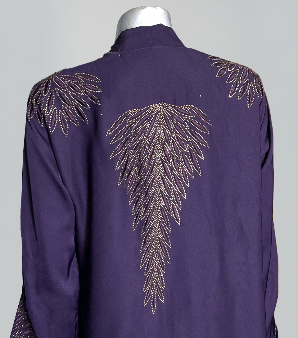 Purple Taupe fancy embroidered wholesale abaya