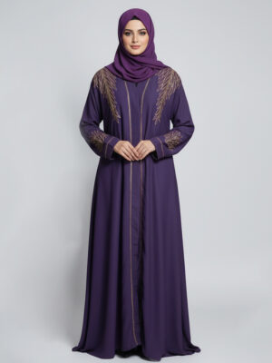 Purple Taupe fancy embroidered wholesale abaya