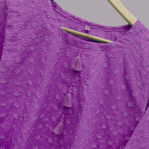 Purple short length chikan kurta wholesale