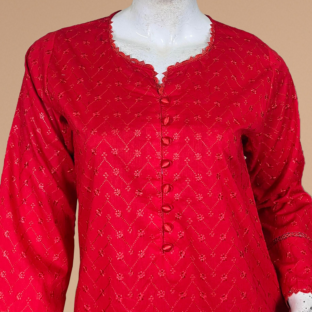 Red chikankari kurtis wholesale