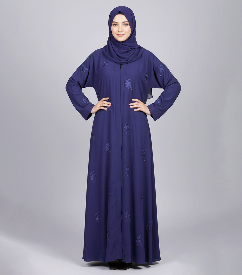 Slate Blue embroidered wholesale abaya