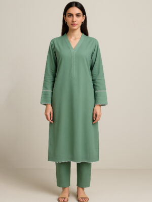 Slate Green Wholesale Dhanak Co-ord Sets for Women