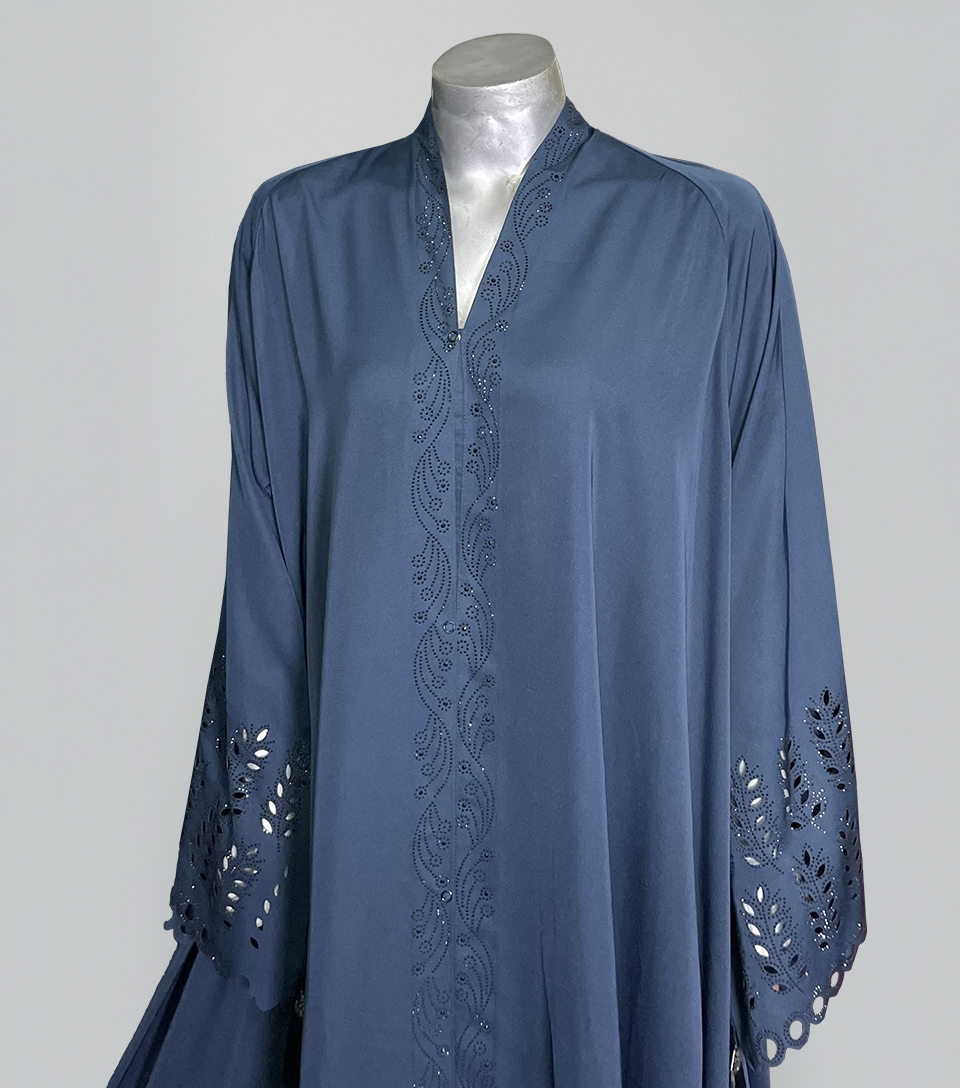Tealish Blue fancy wholesale abaya with cutwork