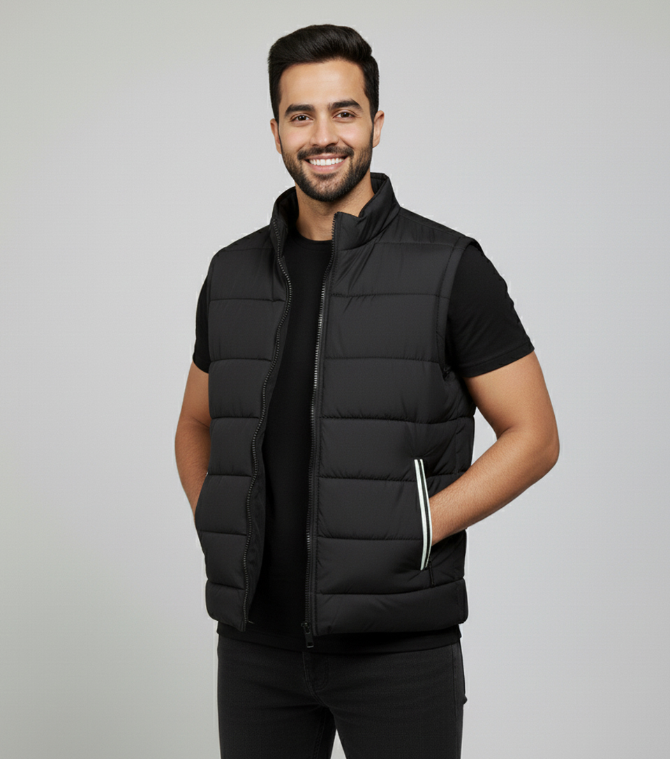 Black Mens Sleeveless Wholesale Puffer Jacket