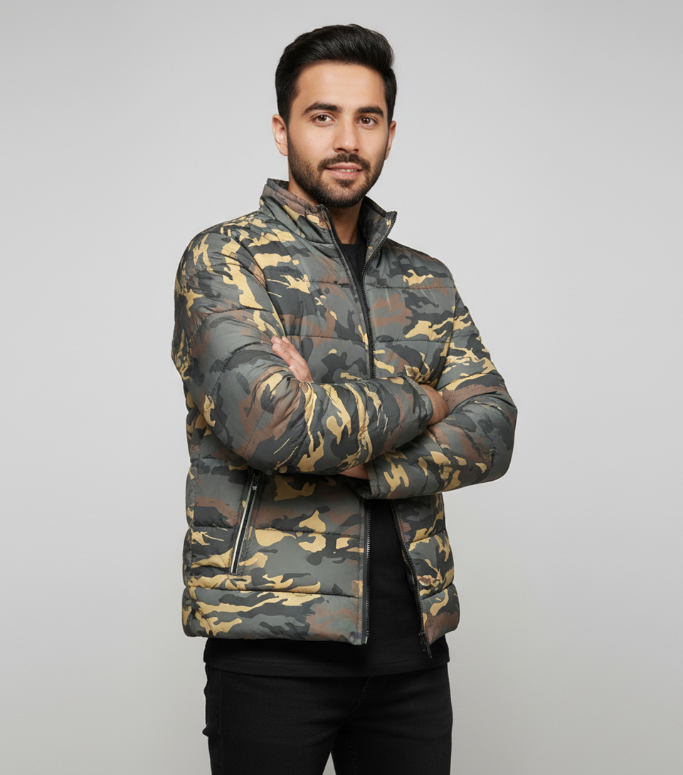Camouflage Grey Wholesale Puffer Jacket