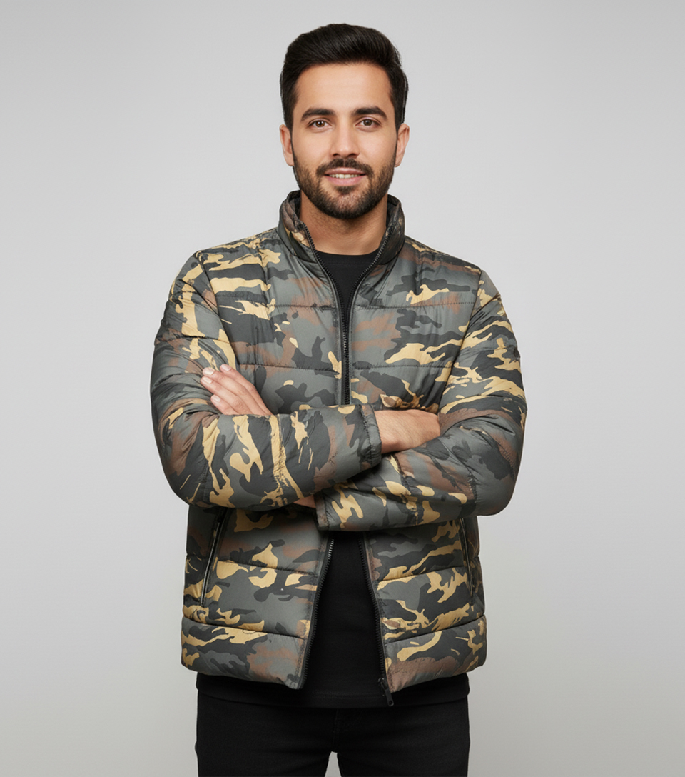 Camouflage Grey Wholesale Puffer Jacket