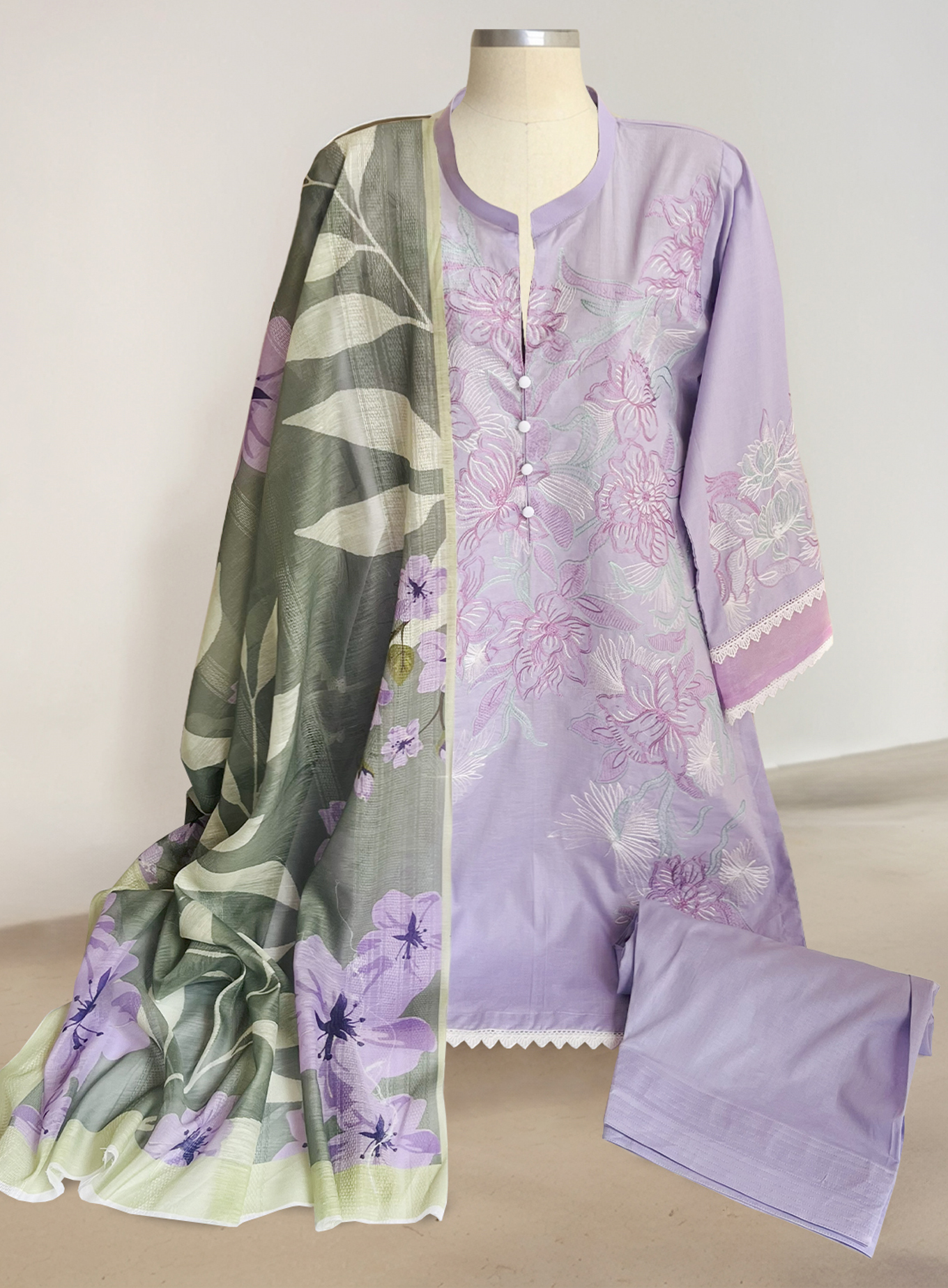 Eshal Lilac Wholesale three piece readymade suits