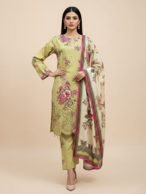 Green Mist wholesale embroidered linen 3pc suits for ladies