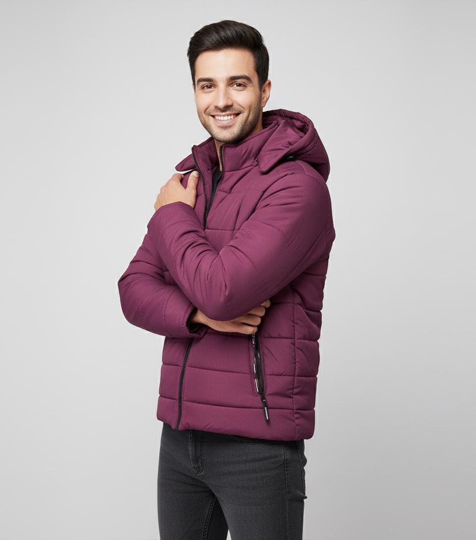 Light Maroon Wholesale Vintage Puffer Jacket