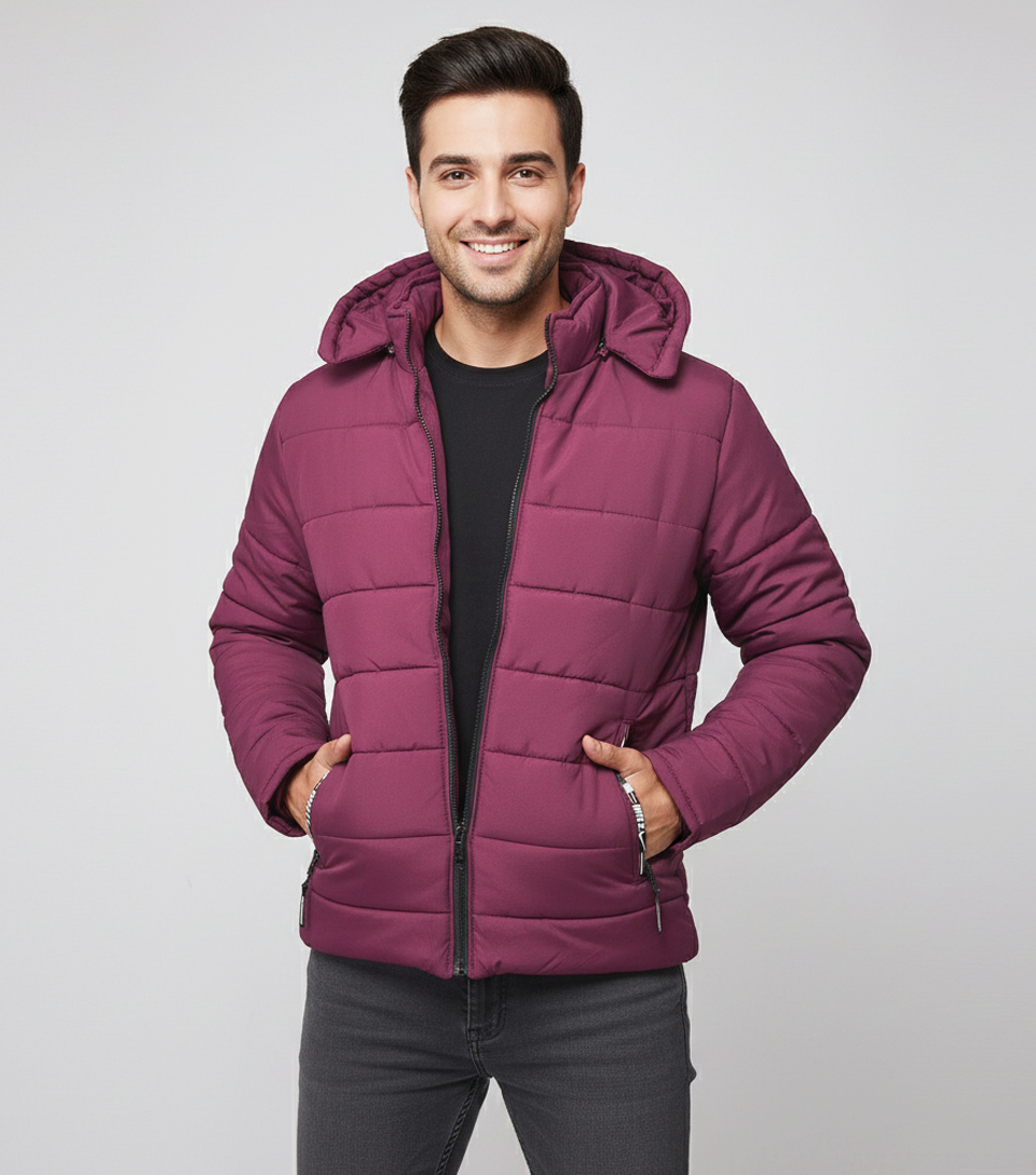 Light Maroon Wholesale Vintage Puffer Jacket