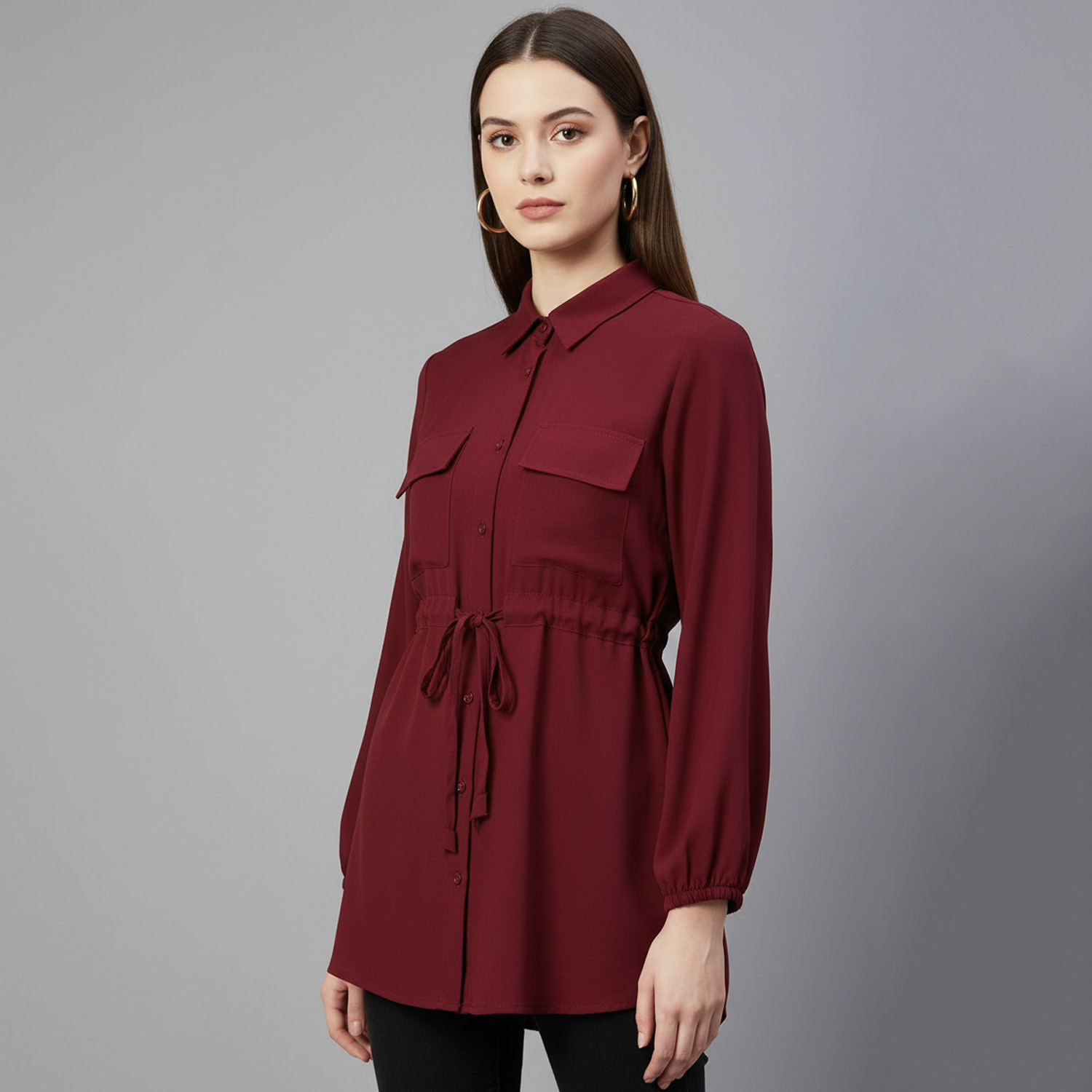 Mehroon Wholesale Tunic with Tie-Waist UK