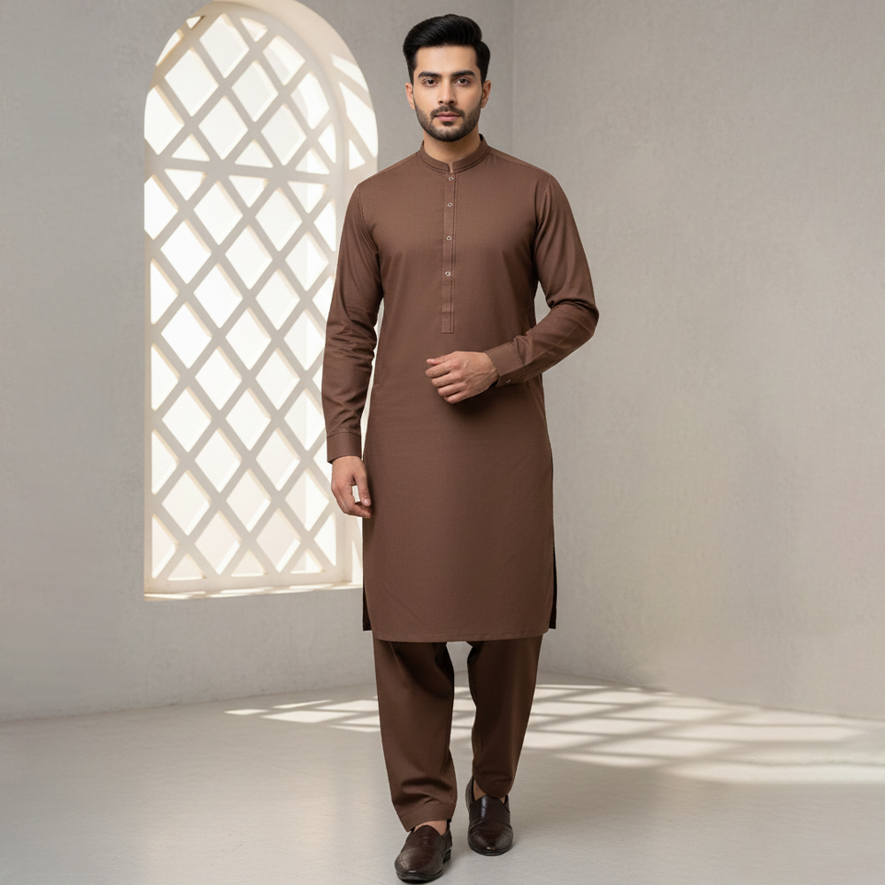 Mens Pastel Brown wholesale pakistani shalwar kameez