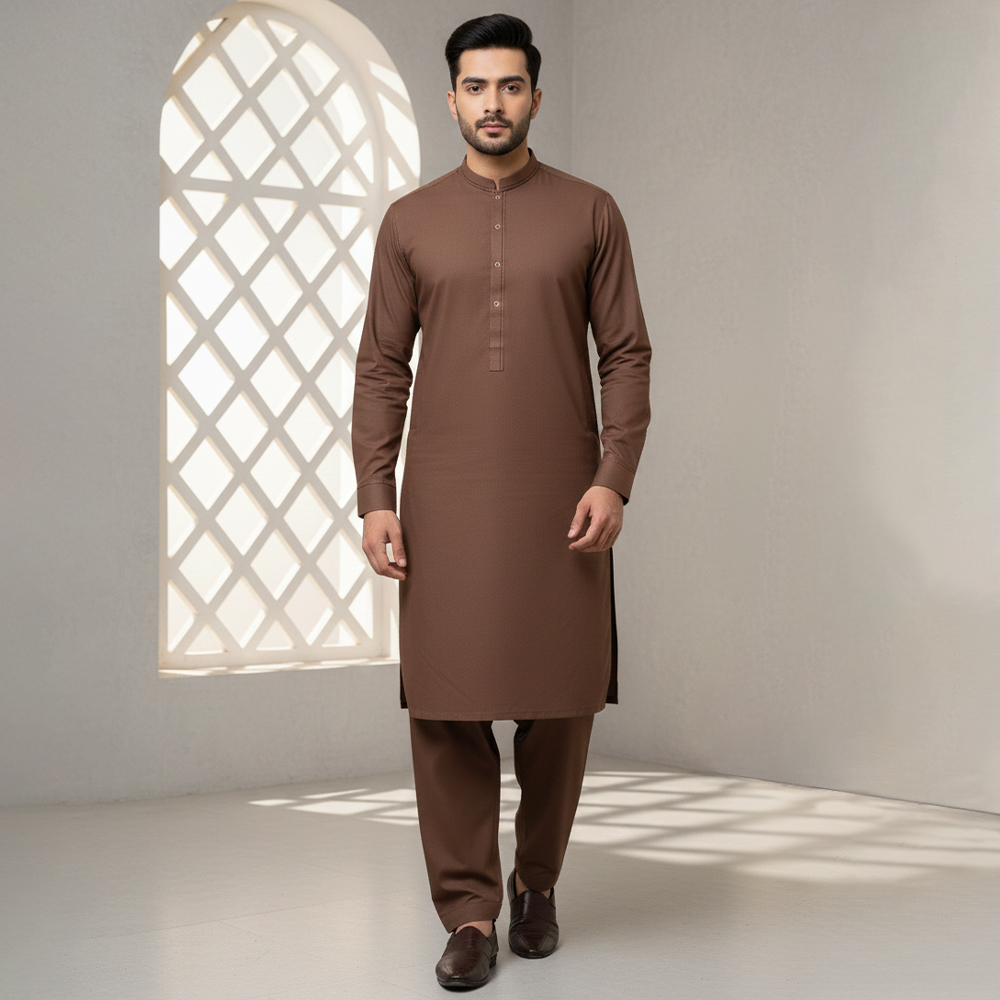 Mens Pastel Brown wholesale pakistani shalwar kameez
