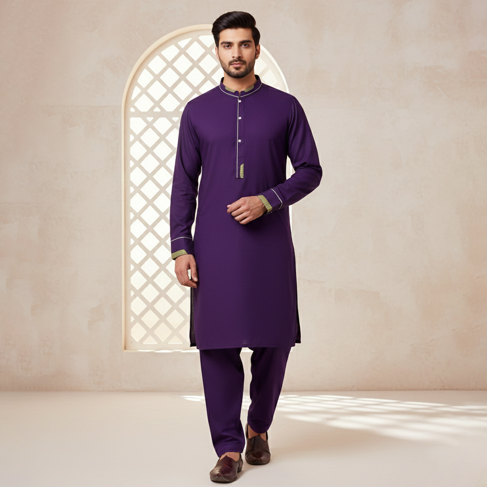 Mens Plum Purple wholesale pakistani shalwar kameez