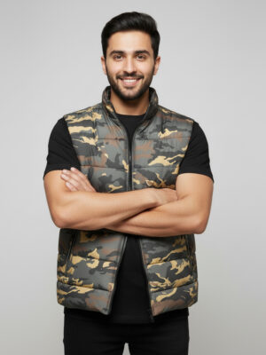 Urban Grey Camouflage Wholesale Sleeveless Puffer Vest