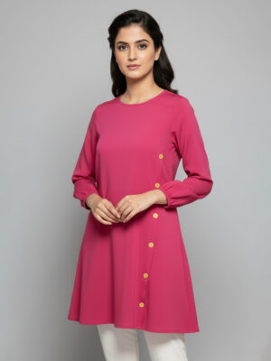 Pink women's wholesale tunic top with side pocket
