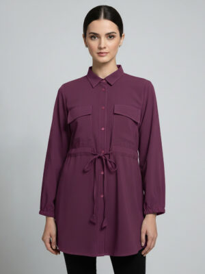 Purple Wholesale Tunic with Tie-Waist UK