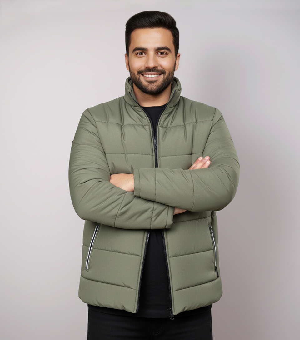 Sage Green Mens Vintage Wholesale Puffer jacket