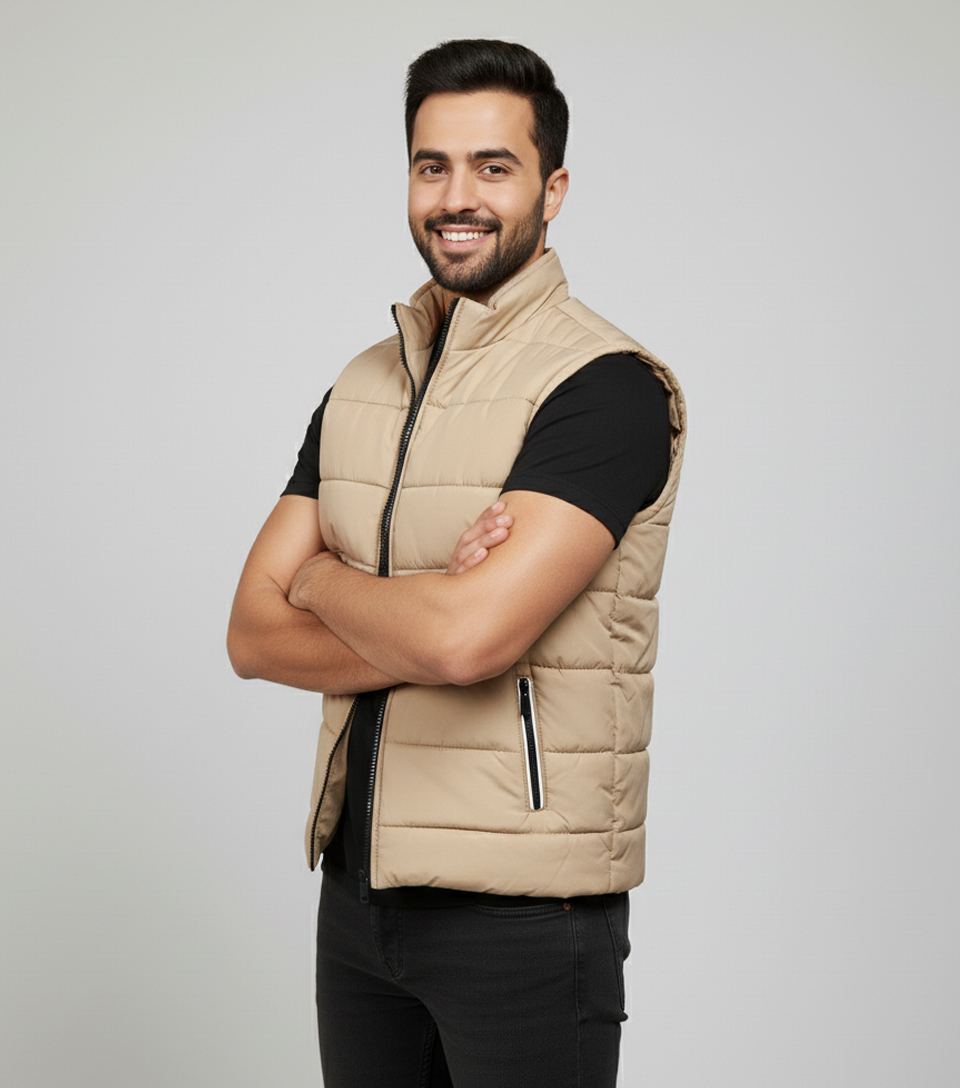 Vanilla Sleeveless Wholesale Puffer Vest
