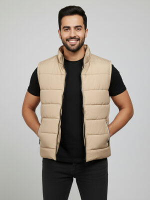 Vanilla Sleeveless Wholesale Puffer Vest
