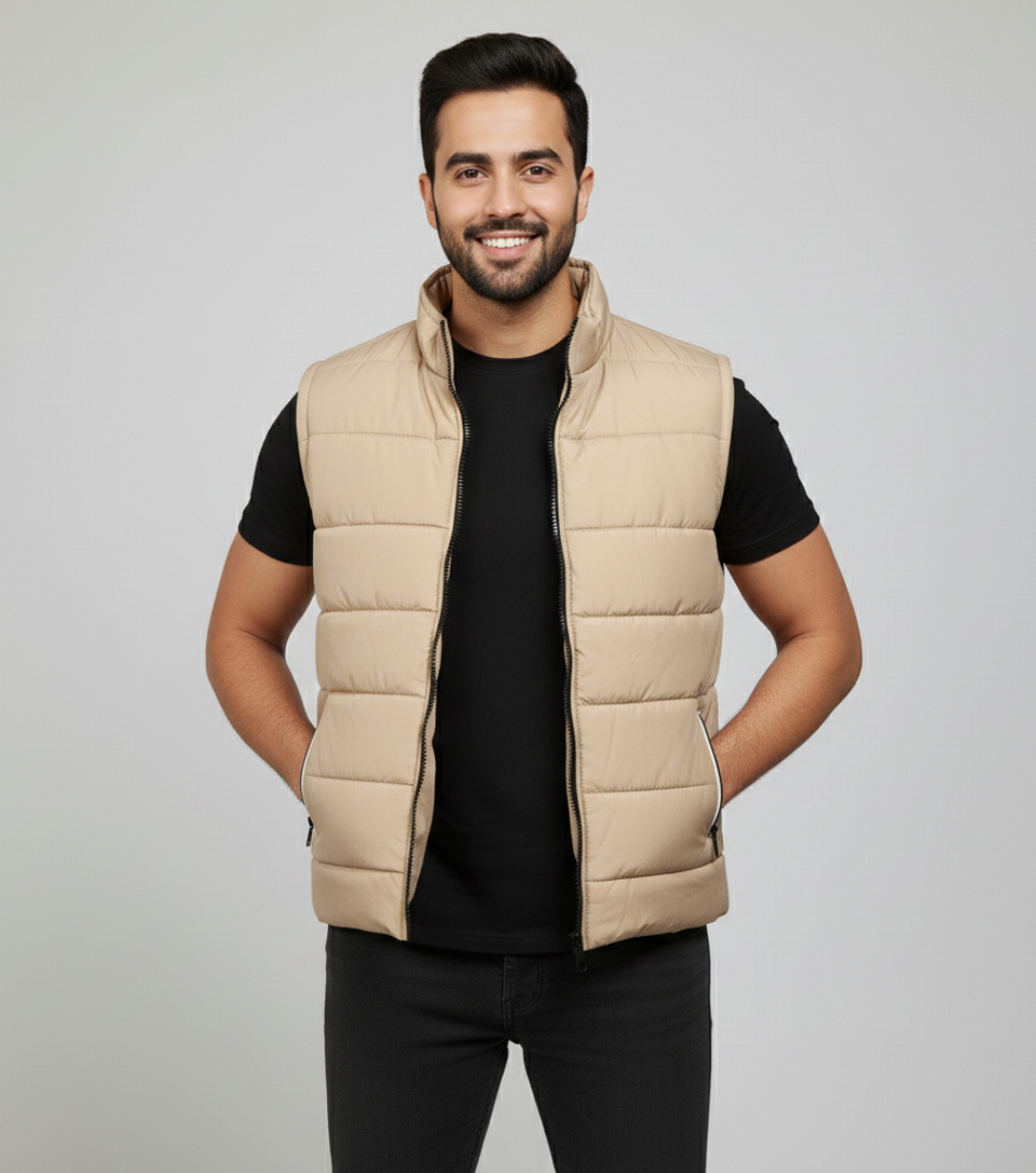 Vanilla Sleeveless Wholesale Puffer Vest
