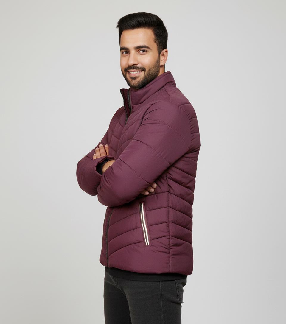 Velvet Maroon Wholesale Puffer Jacket