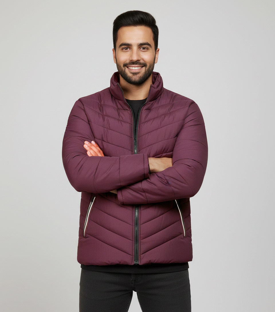 Velvet Maroon Wholesale Puffer Jacket