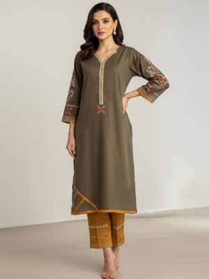 Zeenat Olive 2pc Wholesale Pakistani Suits (4pc set)