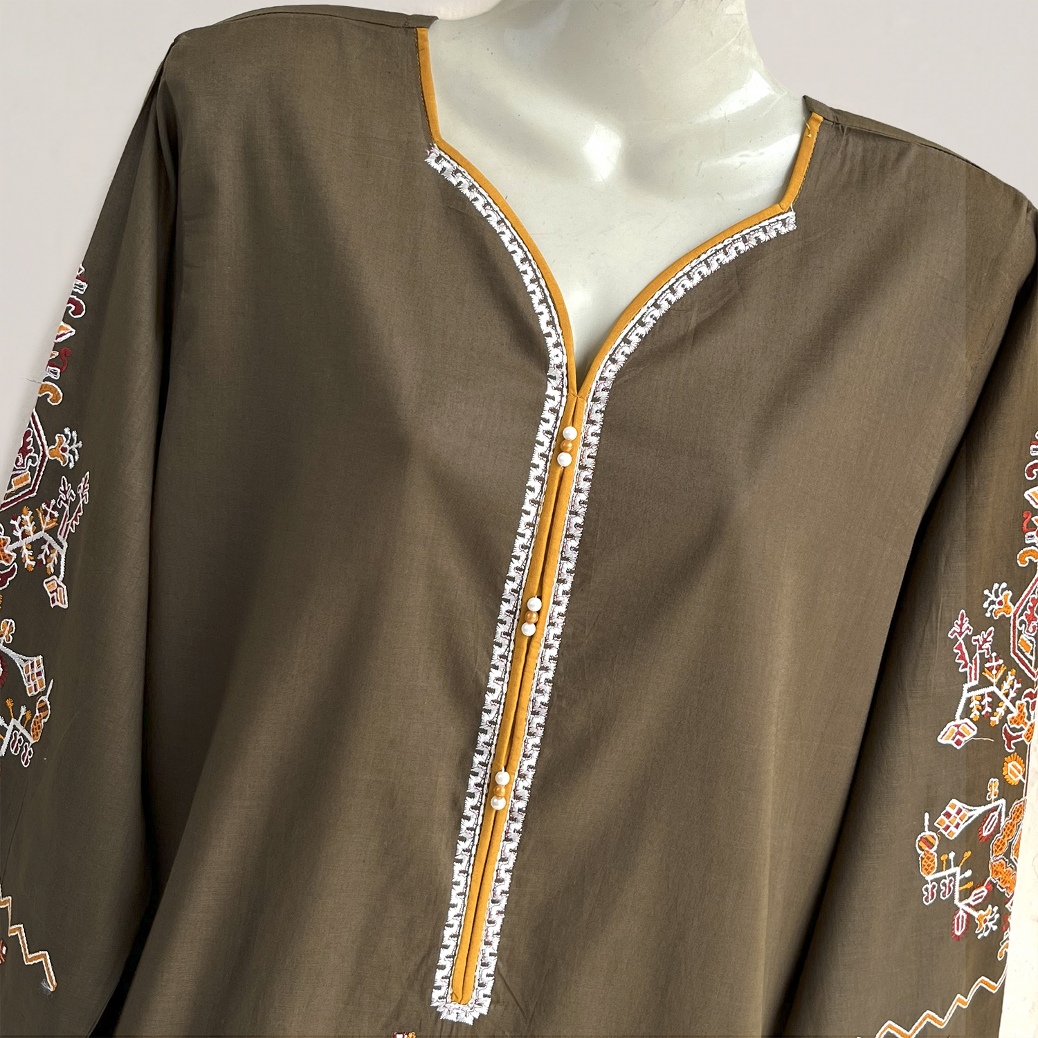 Zeenat Olive Wholesale two piece readymade suits