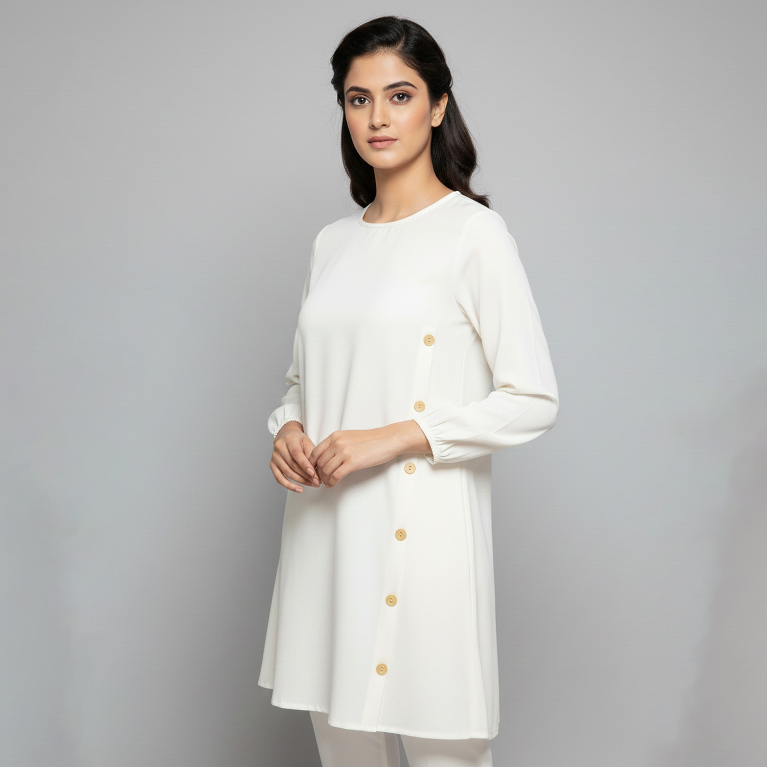 off wight women's wholesale tunic top with side pocket UK