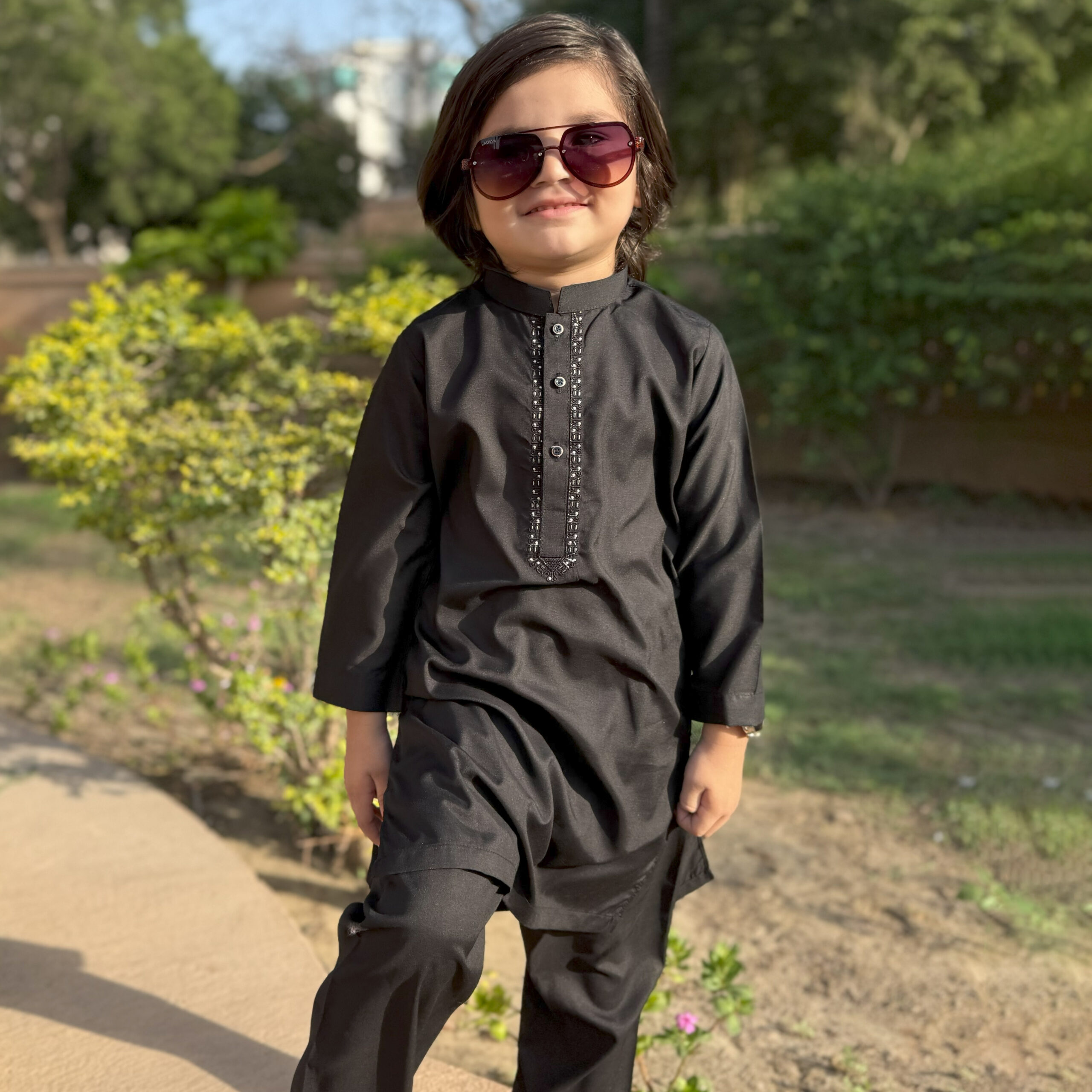 Black Wholesale Embroidered Pakistani Shalwar Kameez for boys