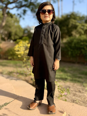 Black Wholesale Embroidered Pakistani Shalwar Kameez for boys