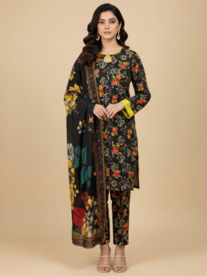 Black bin saeed stitched Summer salwar kameez